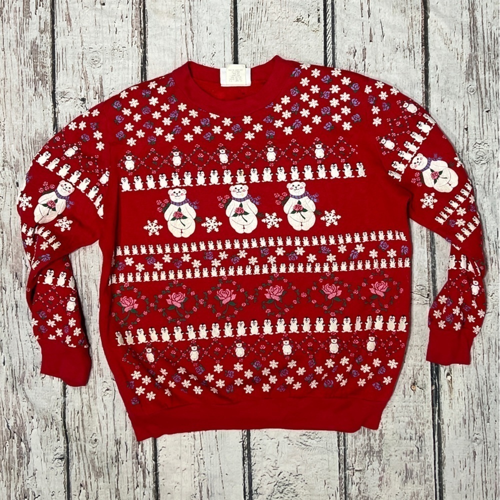 Vintage 1980s Bear Holiday Xmas 80s Ugly Christmas Sweater Sweatshirt